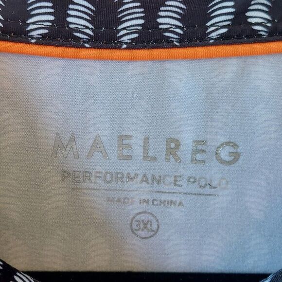 Maelreg Performance Polo Shirt Mens 3XL Black AOP Preppy - Picture 3 of 8